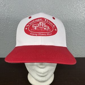 Vintage Truck “Keeping History Alive” Trucker Hat White Red Adjustable Snapback
